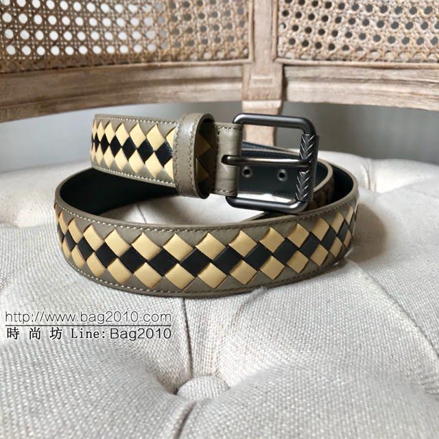 BV新品男士皮帶 寶緹嘉純手工羊皮拼色編織腰帶  jjp1525